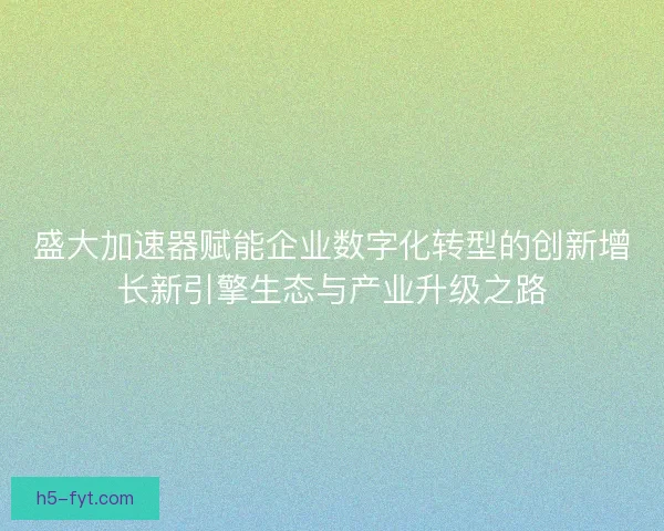 盛大加速器赋能企业数字化转型的创新增长新引擎生态与产业升级之路